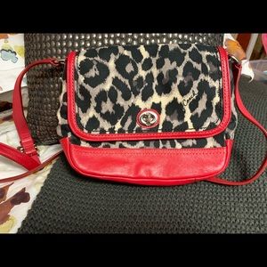 Coach red cheetah crossbody